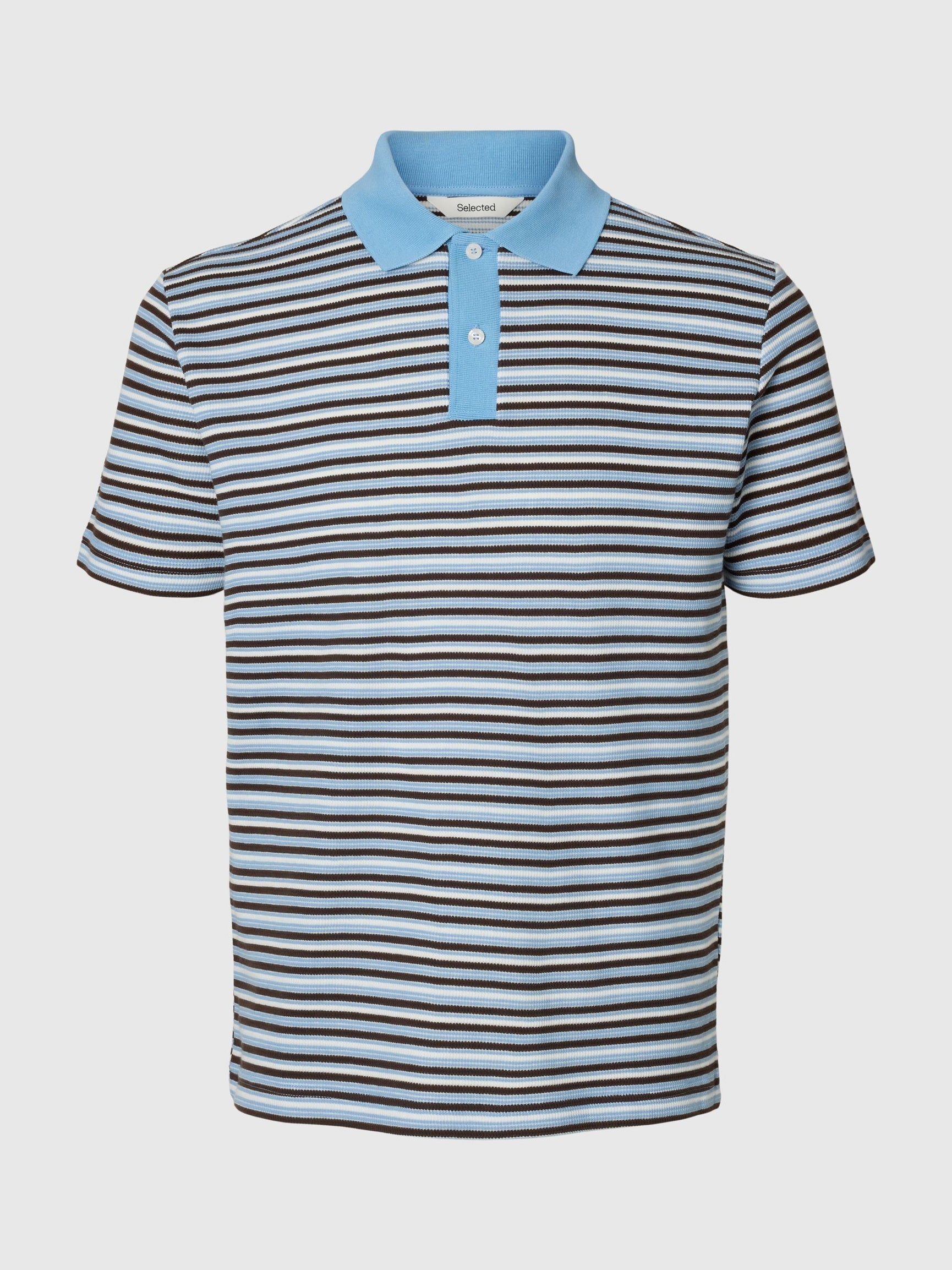 Blue Striped Knitted Polo