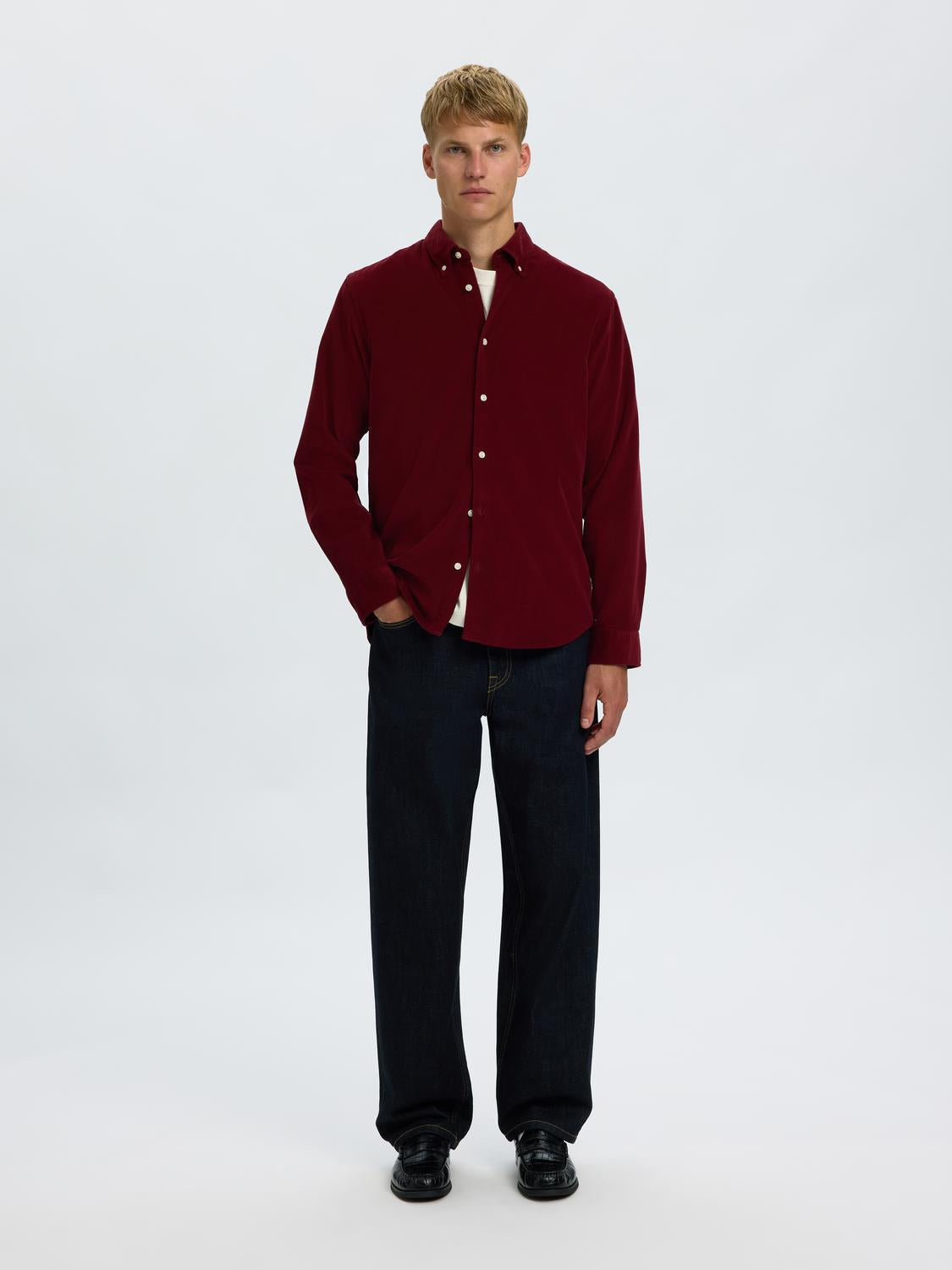 Dark Red Corduroy Shirt