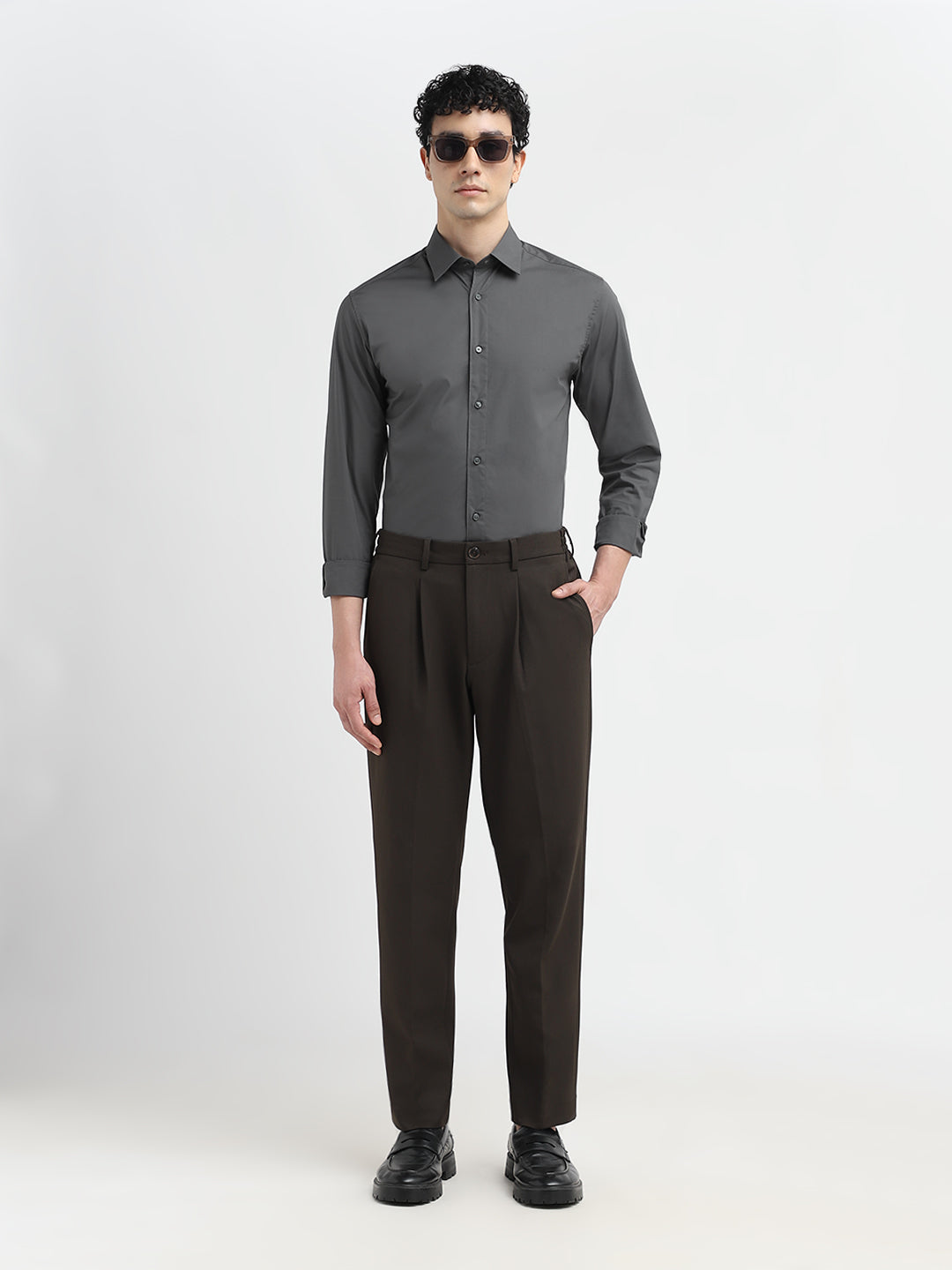 Dark Grey Slim Fit Formal Shirt
