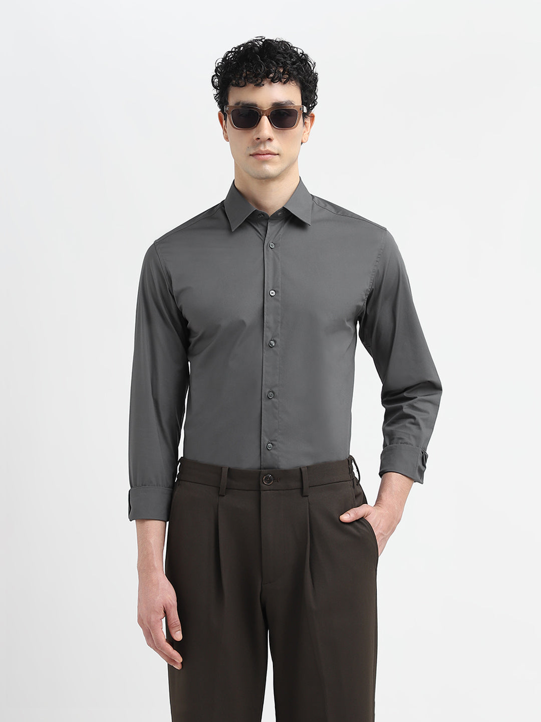 Dark Grey Slim Fit Formal Shirt