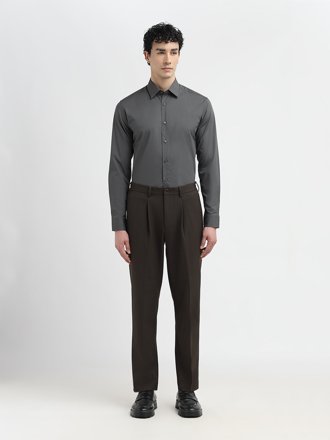 Dark Grey Slim Fit Formal Shirt