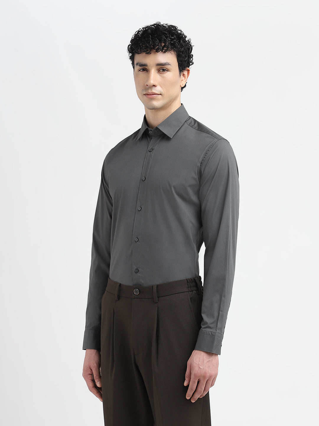 Dark Grey Slim Fit Formal Shirt