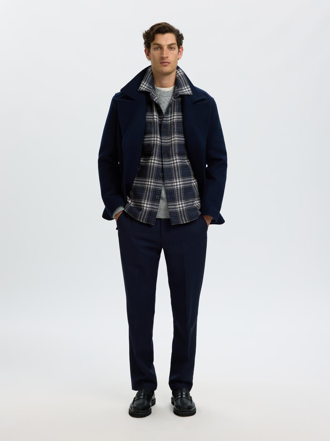Dark Blue Check Overshirt