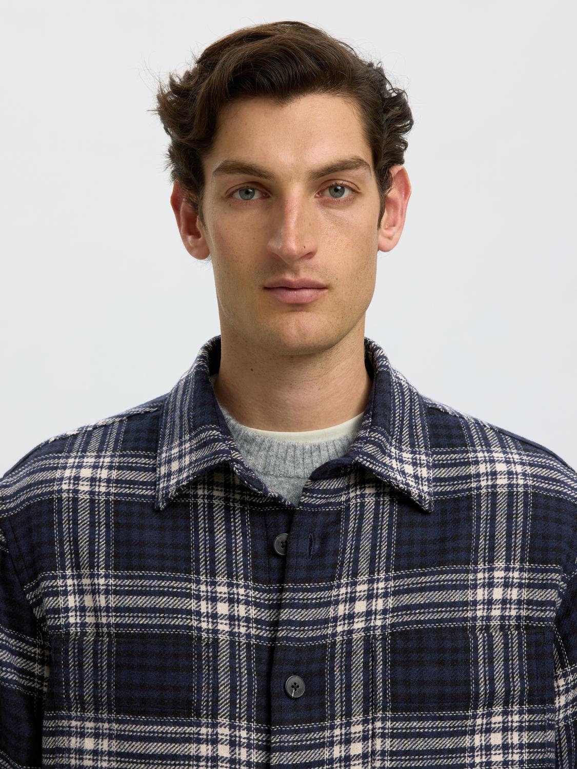 Dark Blue Check Overshirt
