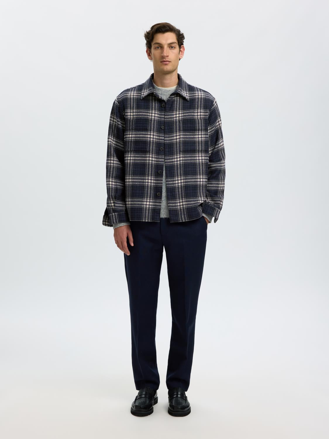 Dark Blue Check Overshirt
