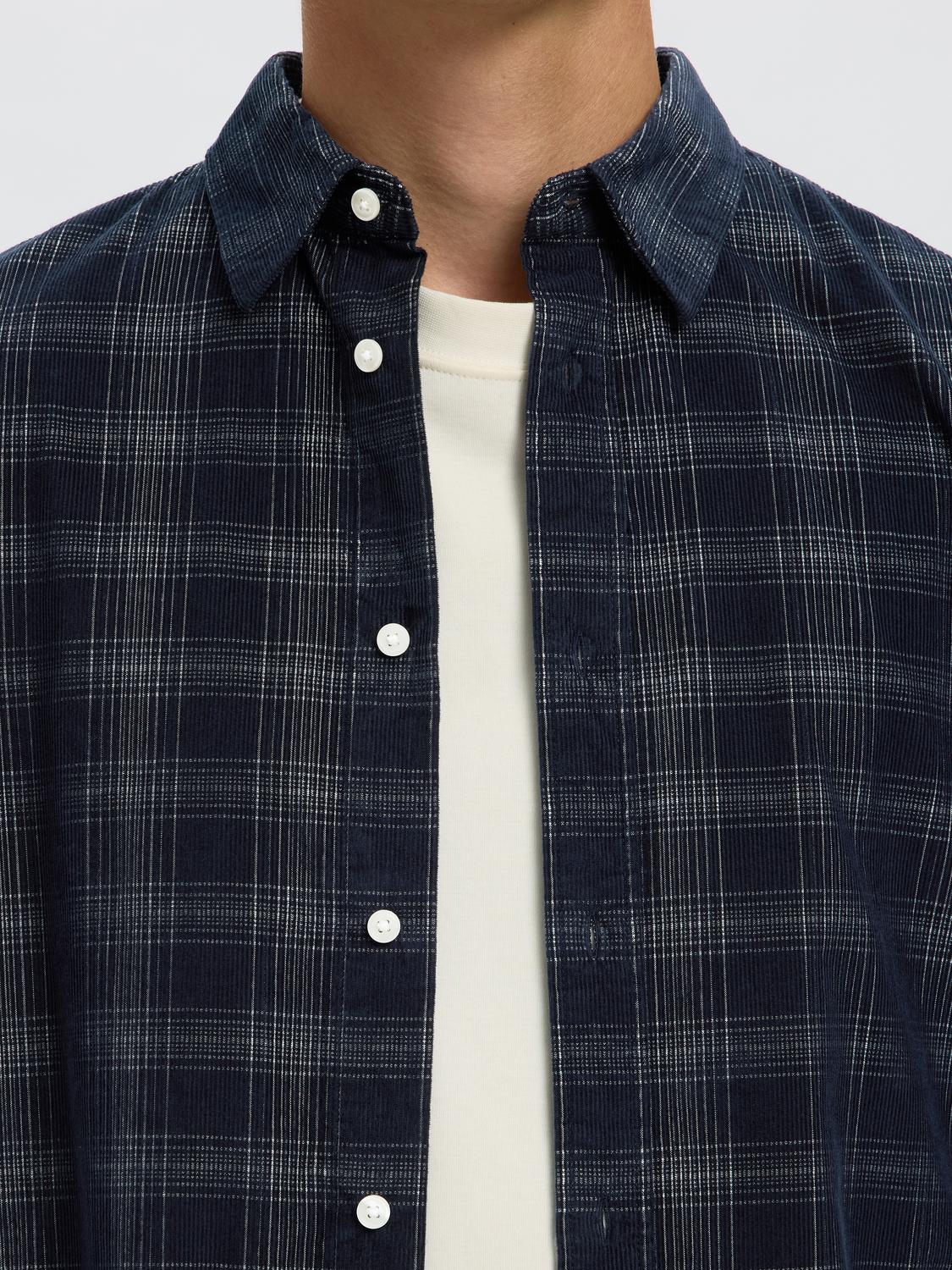 Dark Blue Corduroy Check Shirt