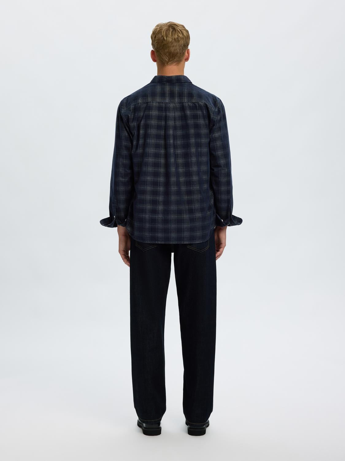 Dark Blue Corduroy Check Shirt