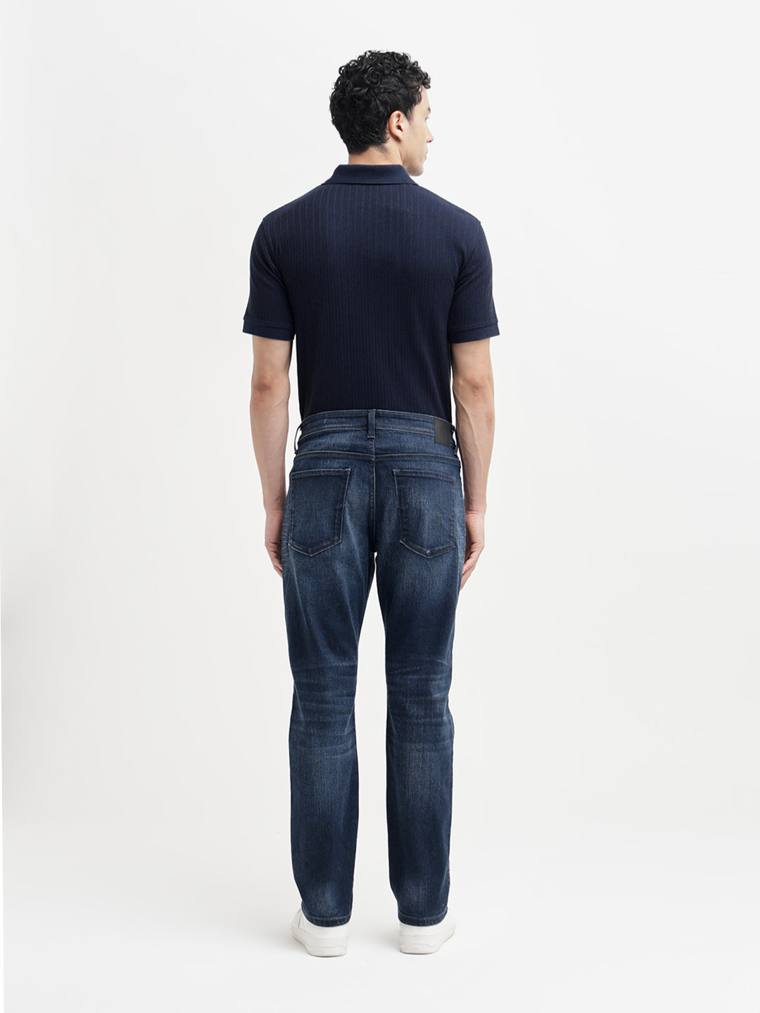 Dark Blue Washed Straight Fit Jeans